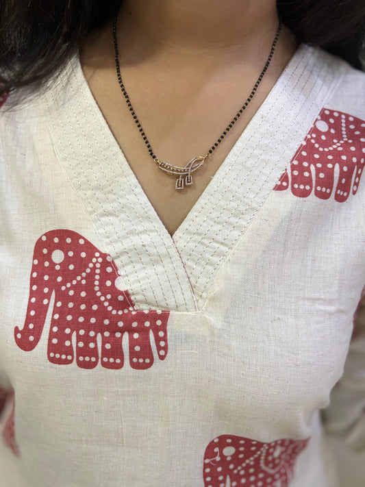 Brick Red Trunk - Khadi A-Line Co-ord Set