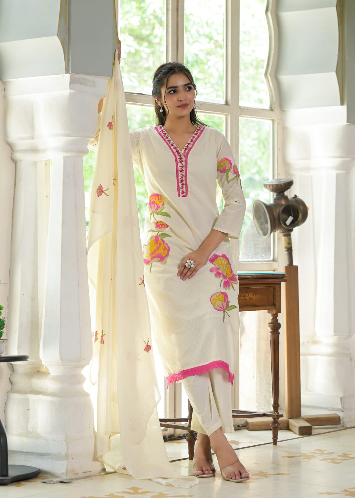 Gulaboo- 3 Piece Cotton Straight Suit Set