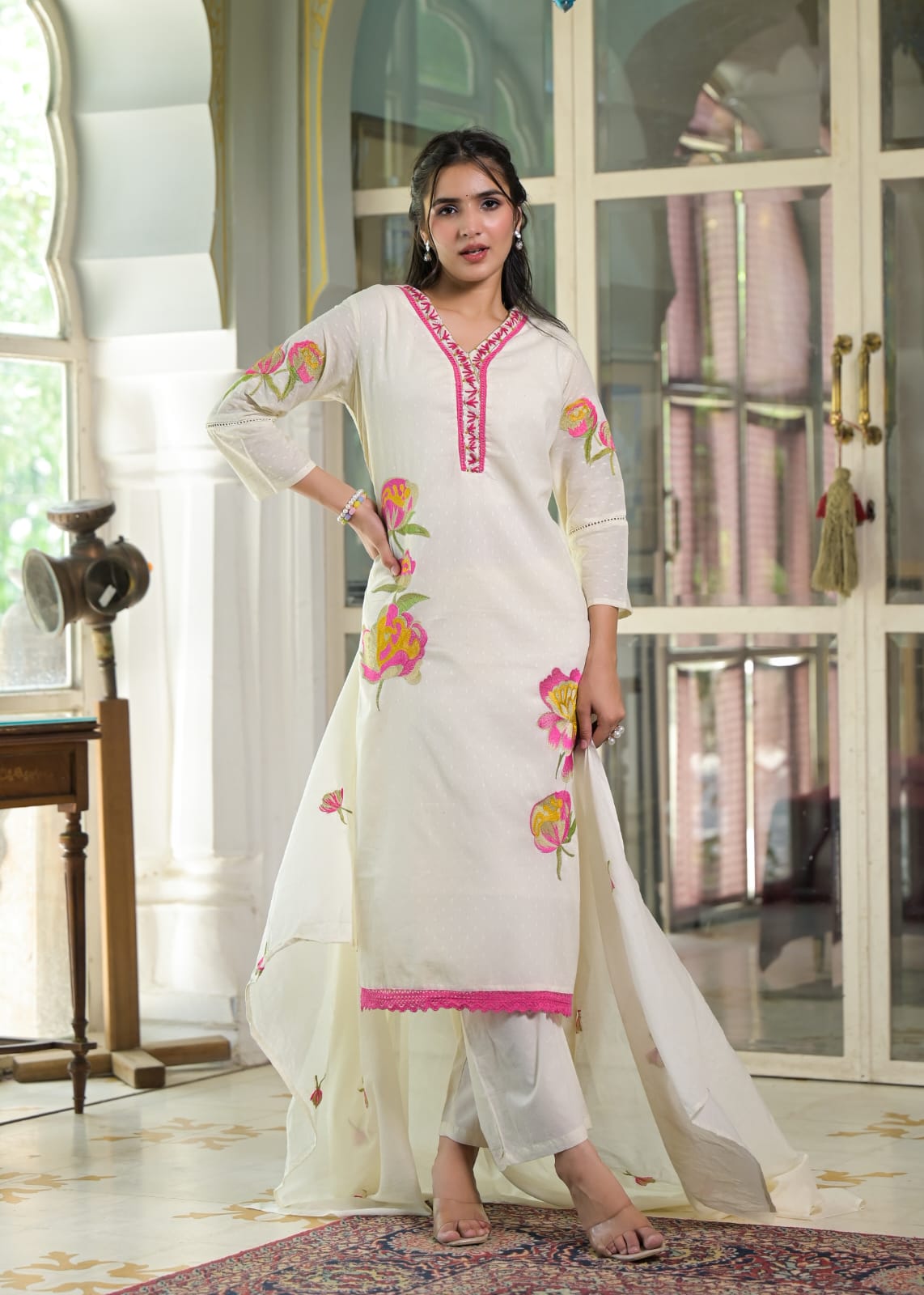 Gulaboo- 3 Piece Cotton Straight Suit Set