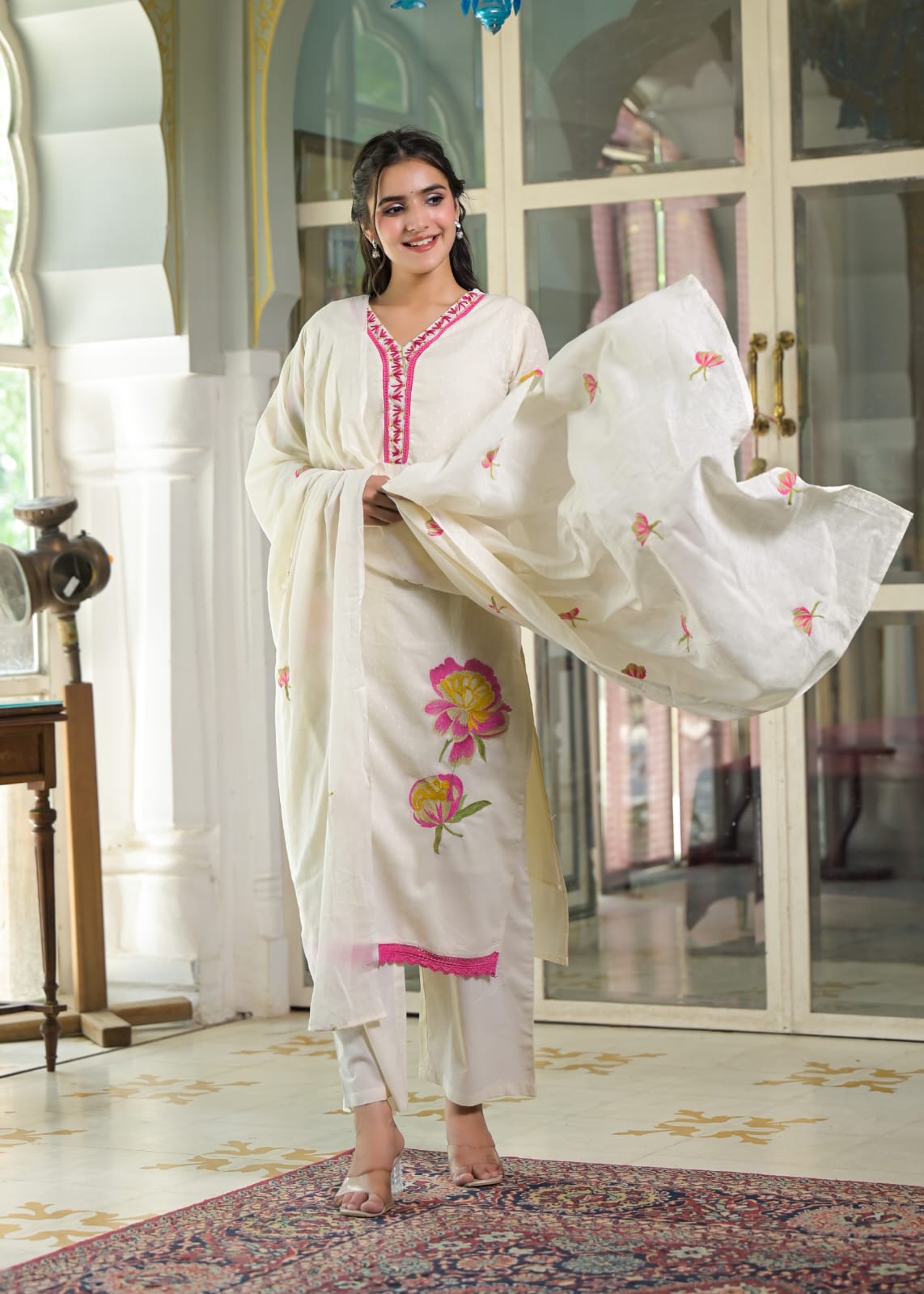 Gulaboo- 3 Piece Cotton Straight Suit Set