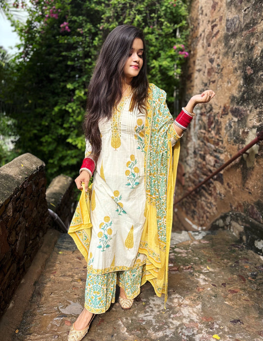 Gulbahaar - 3 Piece Cotton Straight Suit Set