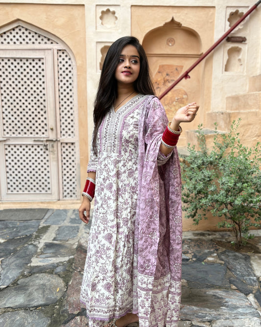 Lavender Hues - 3 Piece Anarkali Suit Set