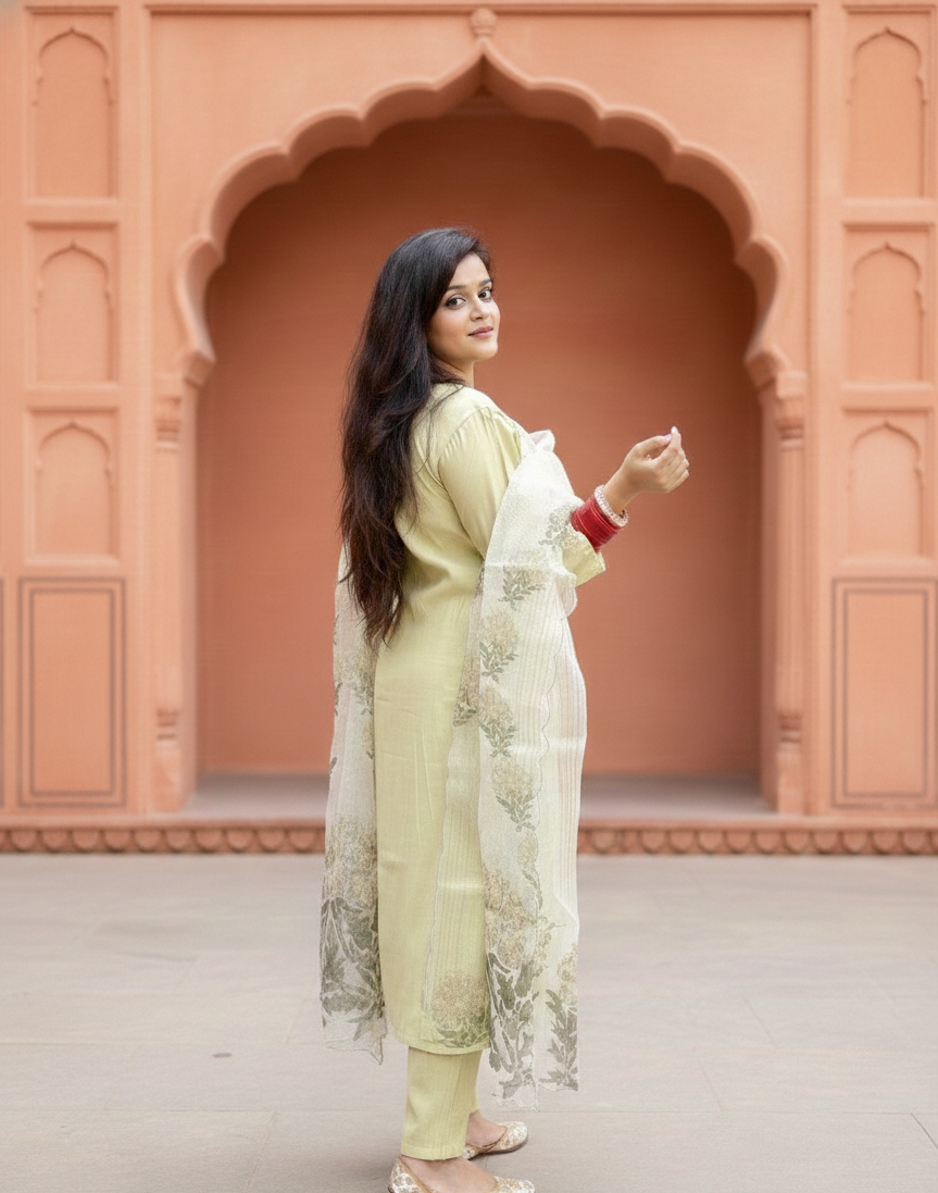 LimeGlow - 3 Piece Straight Suit Set