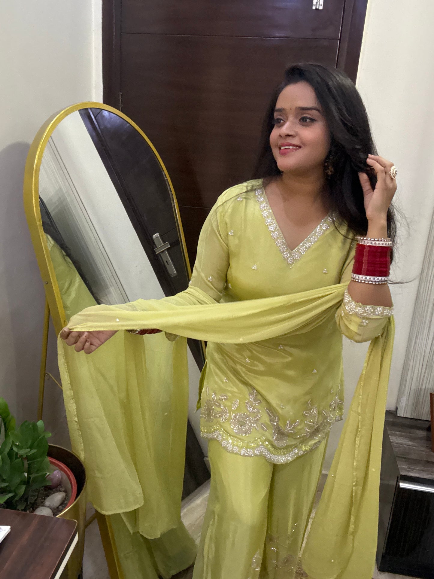 Lime Glaze - 3 Piece Peplum Suit Set