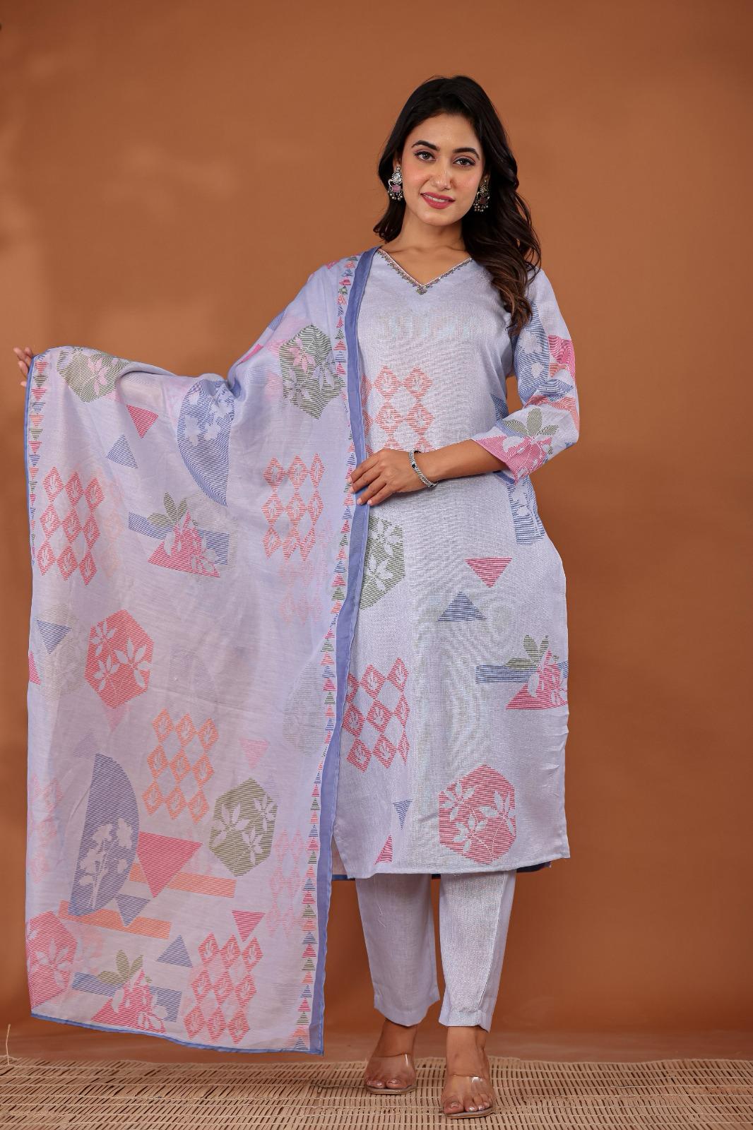 Muted Lilac - 3 Piece Straight Suit Set