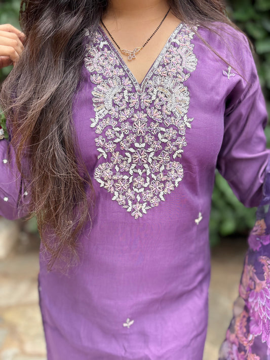 Purple Grace- 3 Piece Straight Suit Set