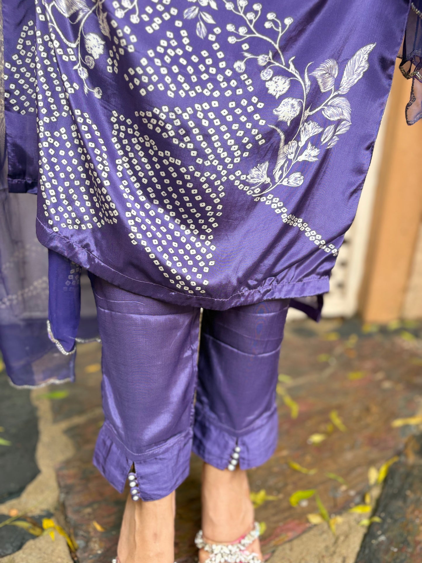 Raahi Bandhani- 3 Piece Satin Silk Suit Set
