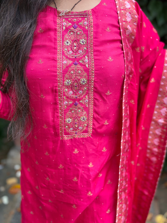 Royal Blush - 3 Piece Straight Suit Set