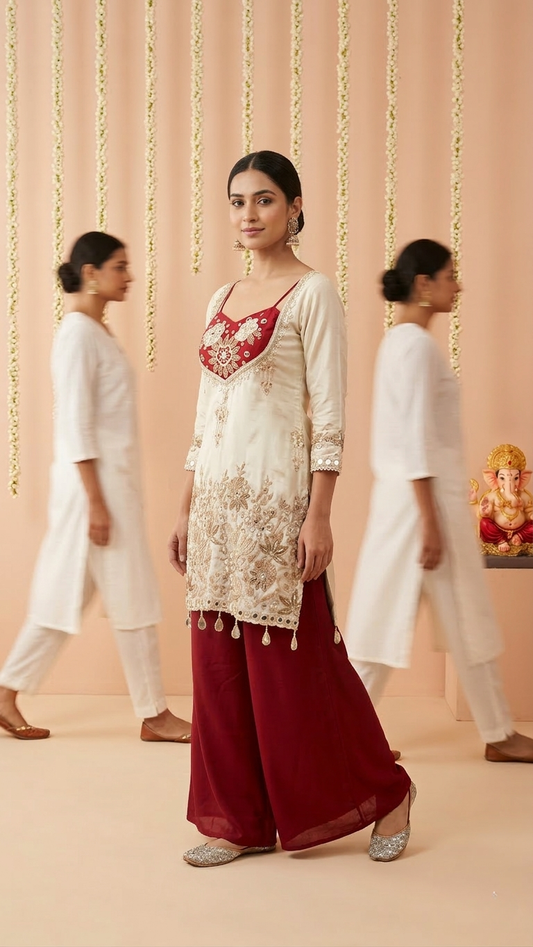 Ivory Gulnaar 4 piece kurta set