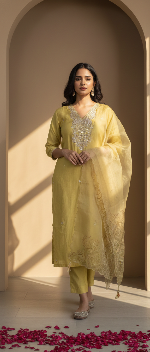 Sunehri - 3 Piece Straight Suit Set