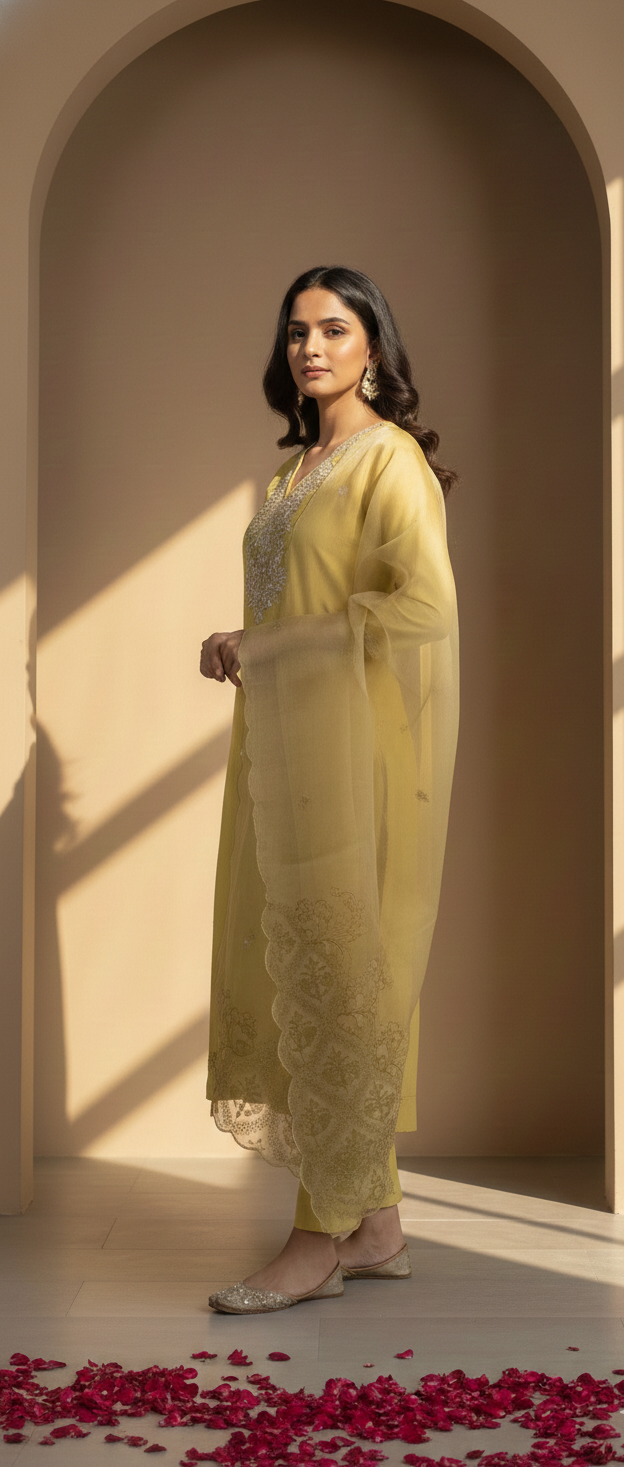 Sunehri - 3 Piece Straight Suit Set