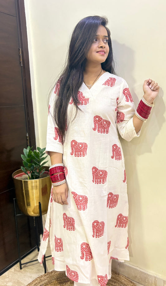 Brick Red Trunk - Khadi A-Line Co-ord Set
