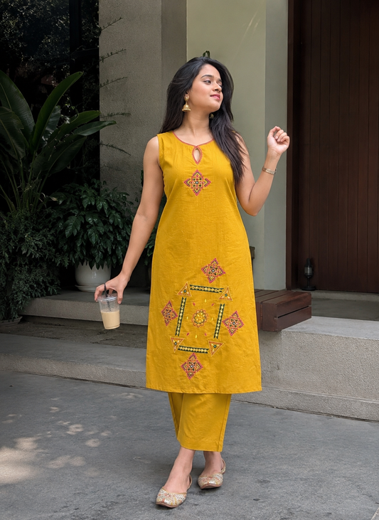 Mustard Magic - Frock Style Co-ord Set