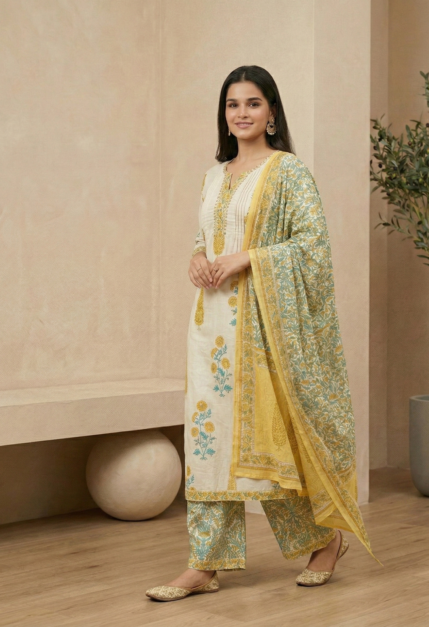 Gulbahaar - 3 Piece Cotton Straight Suit Set