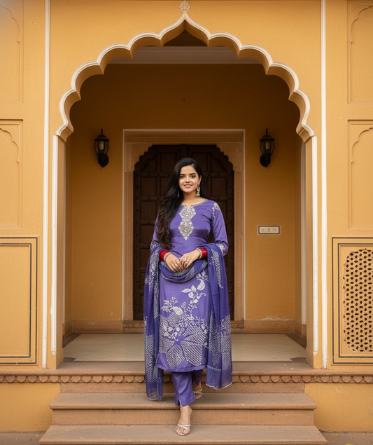 Raahi Bandhani - 3 Piece Satin Silk Suit Set