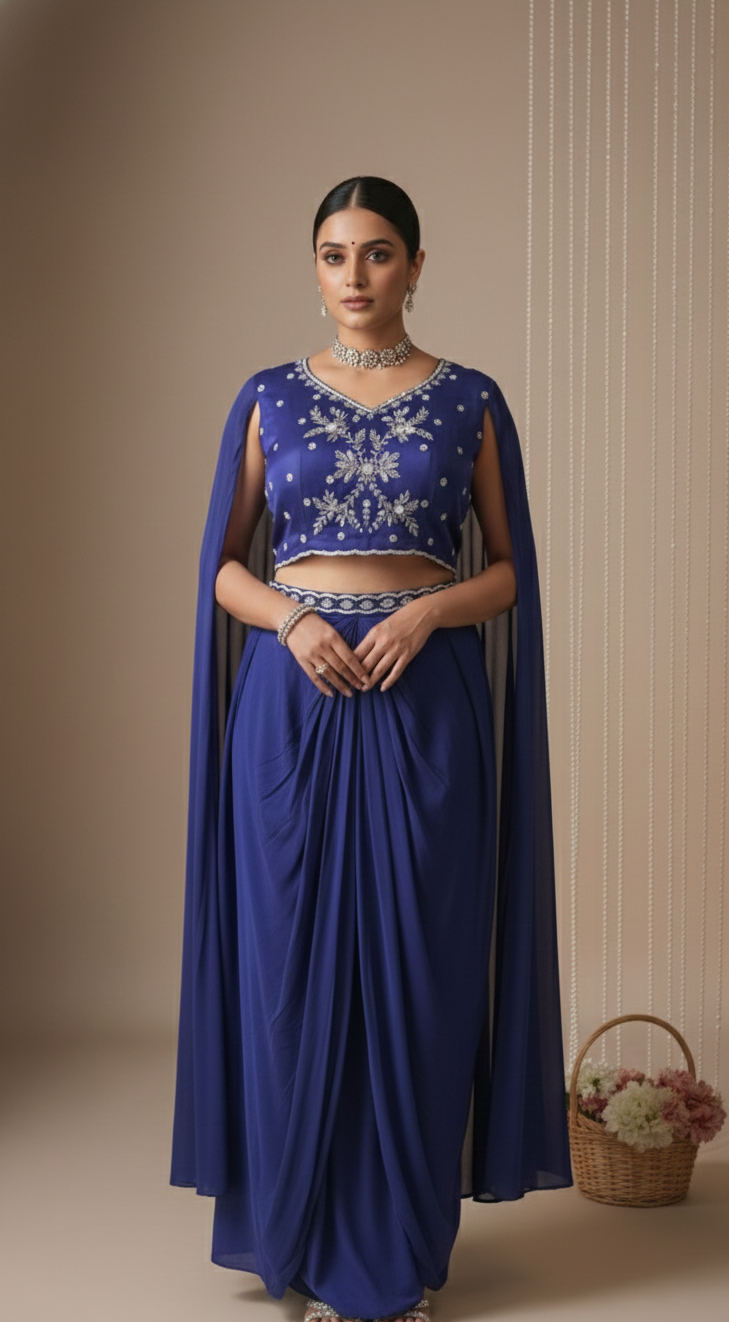 Neel Noor Embroidered Cape Set