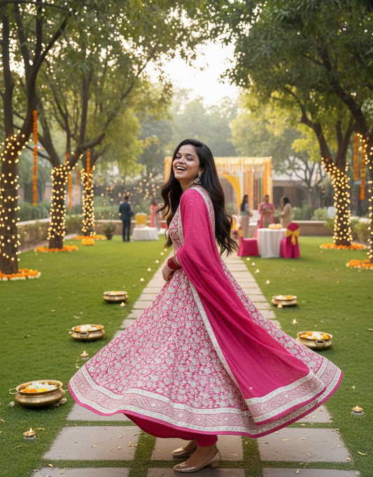 Gulaabi Noor - 3 Piece Anarkali Suit Set