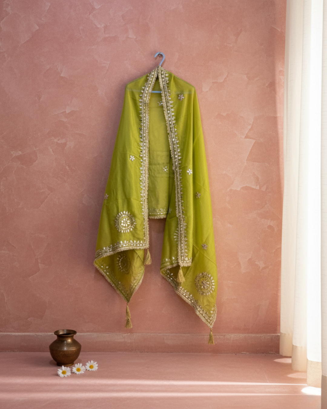 Gulaabi Shaan - 3 Piece Pink Suit Set (Tunic Kurta, Farshi Salwar & Dupatta)