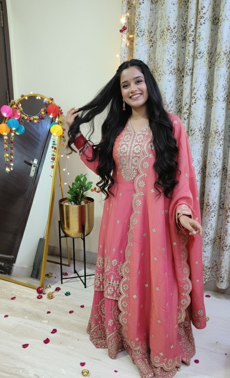 Gulabi Sitara - 3 Piece Lehenga Skirt Style Suit Set