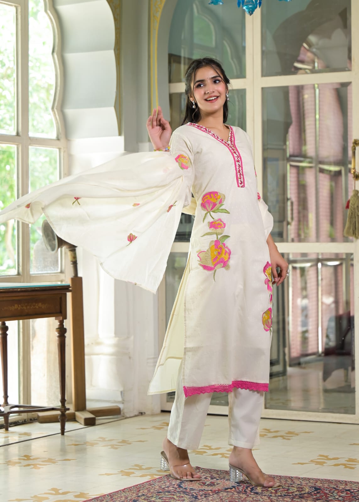Gulaboo- 3 Piece Cotton Straight Suit Set