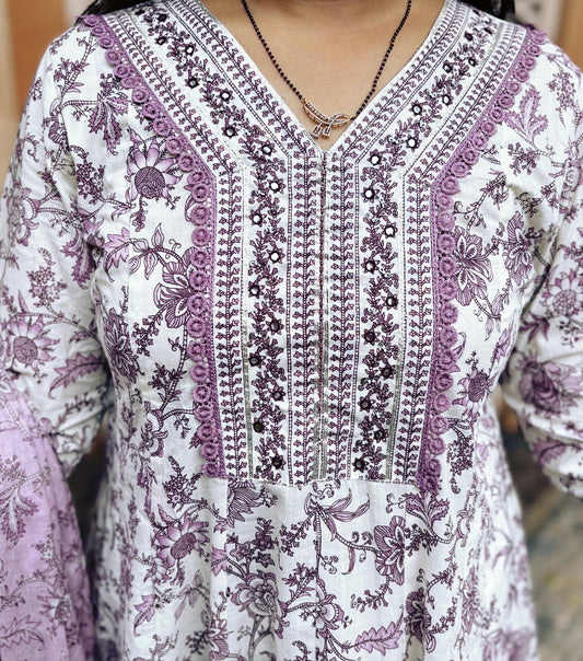 Lavender Hues - 3 Piece Anarkali Suit Set