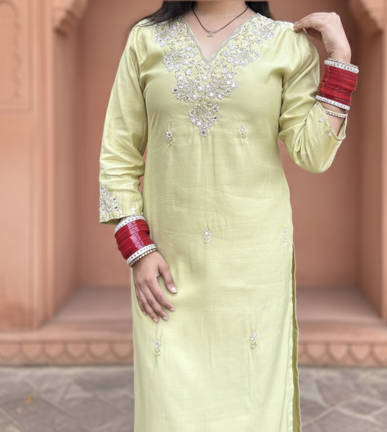 LimeGlow - 3 Piece Straight Suit Set