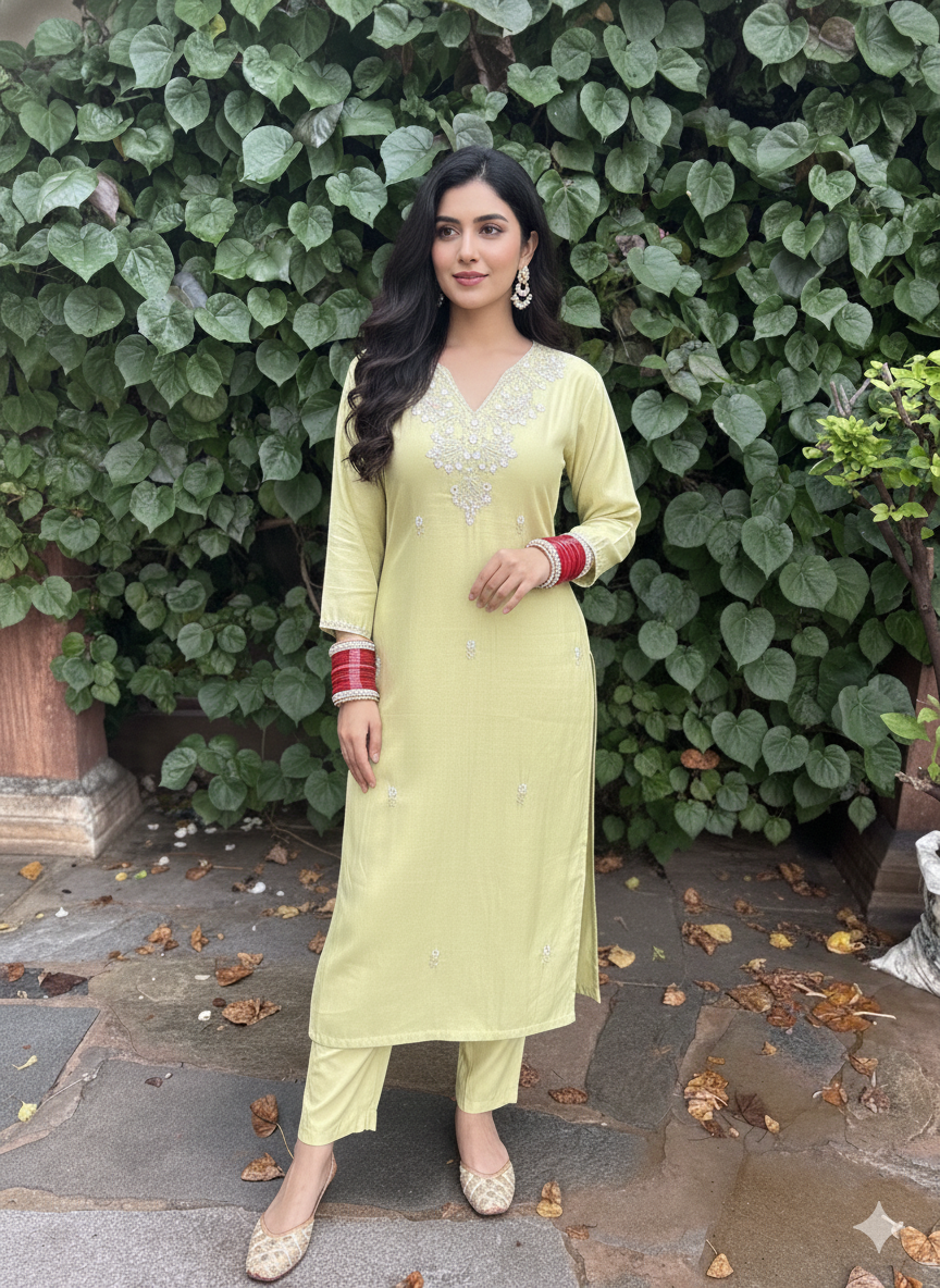 LimeGlow - 3 Piece Straight Suit Set