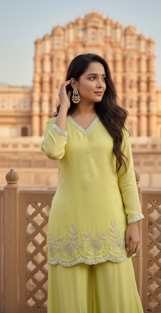 Lime Glaze - 3 Piece Peplum Suit Set