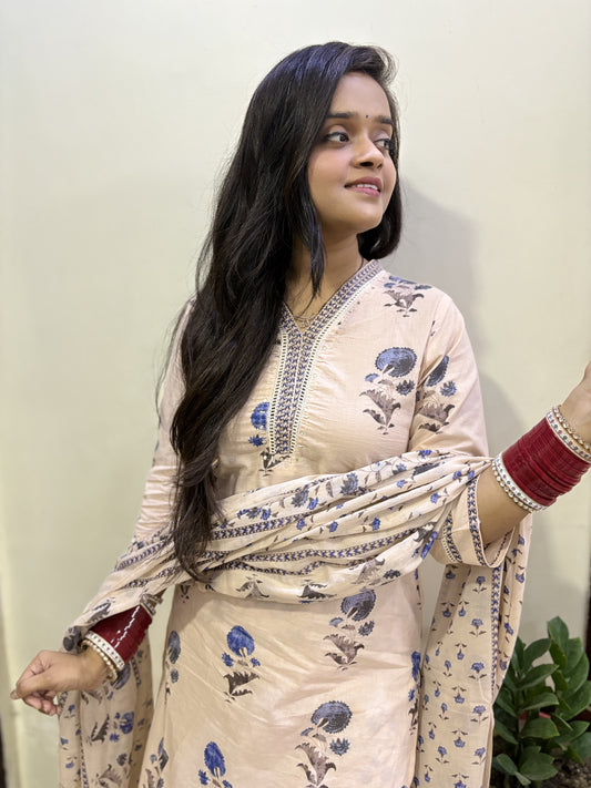 Neelambri - 3 Piece Cotton Straight Suit Set
