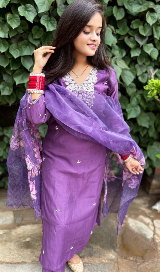 Purple Grace- 3 Piece Straight Suit Set