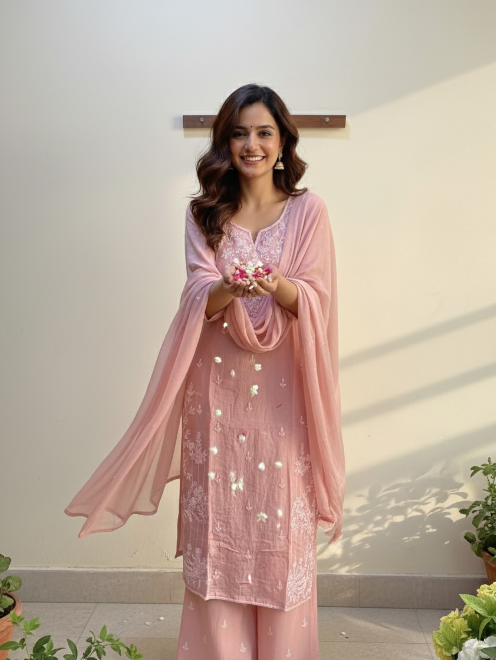 The Petal Blush - 3 Piece Straight Kurta Set