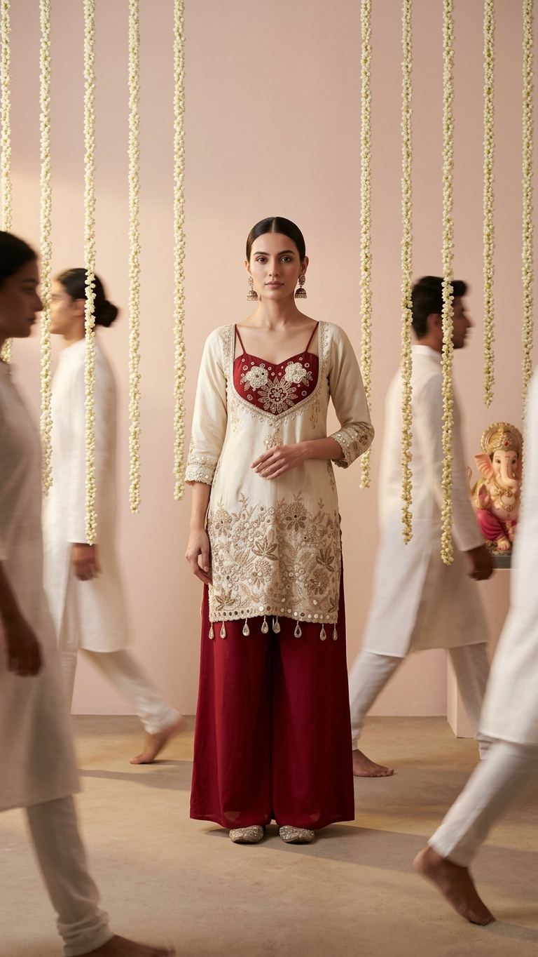 Ivory Gulnaar 4 Piece Kurta Set