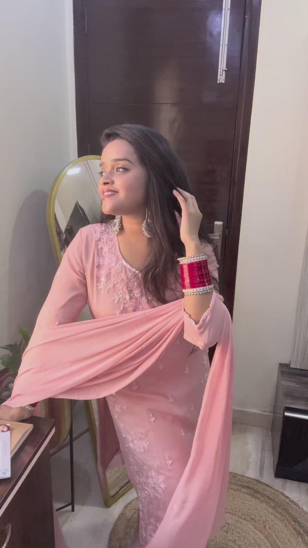 The Petal Blush - 3 Piece Straight Kurta Set